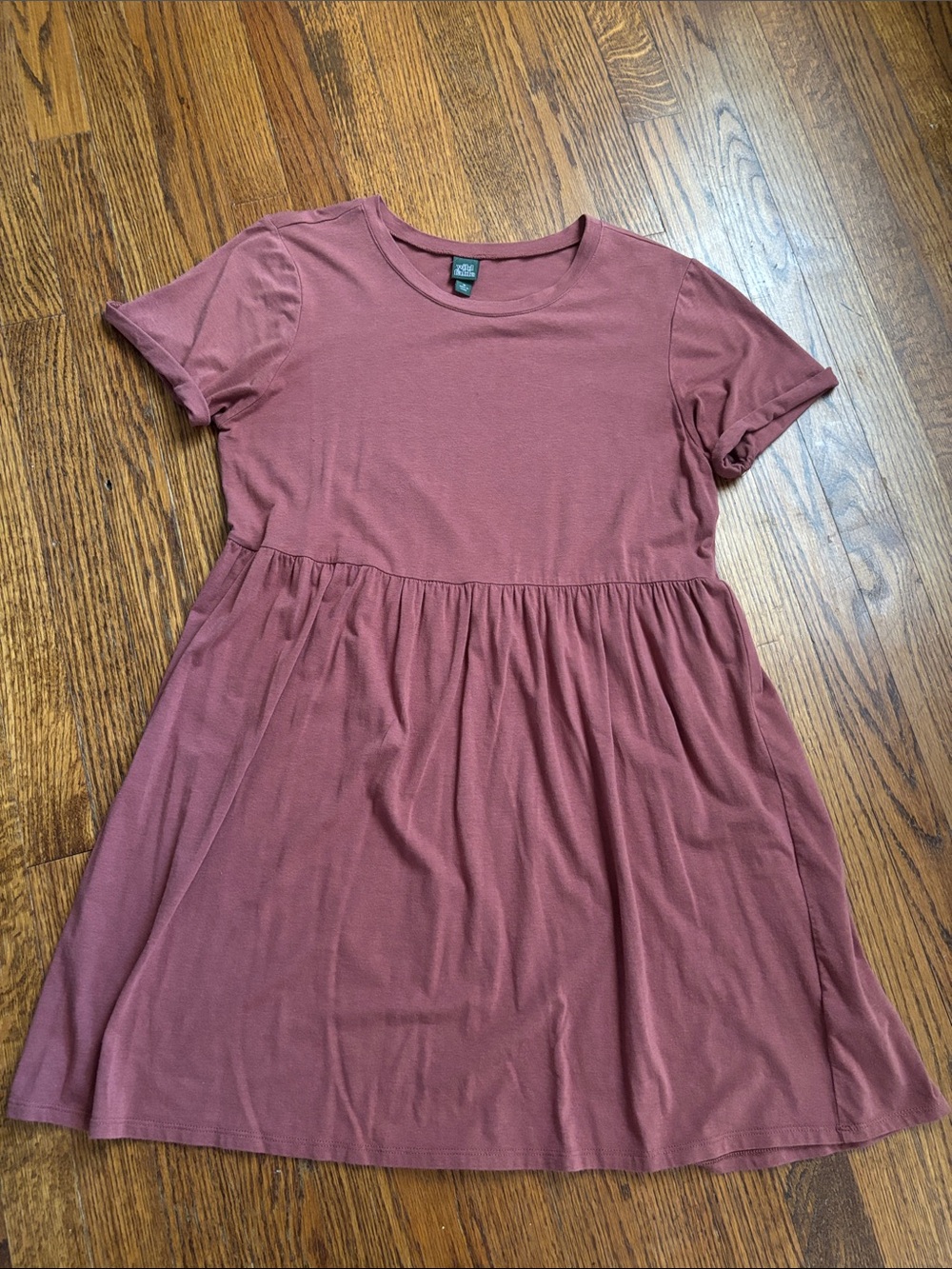 Short Sleeve T-Shirt Dress - Mauve Pink